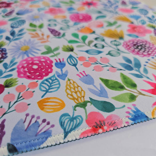 Dulcie on white floral mouse pad - 80x30cm