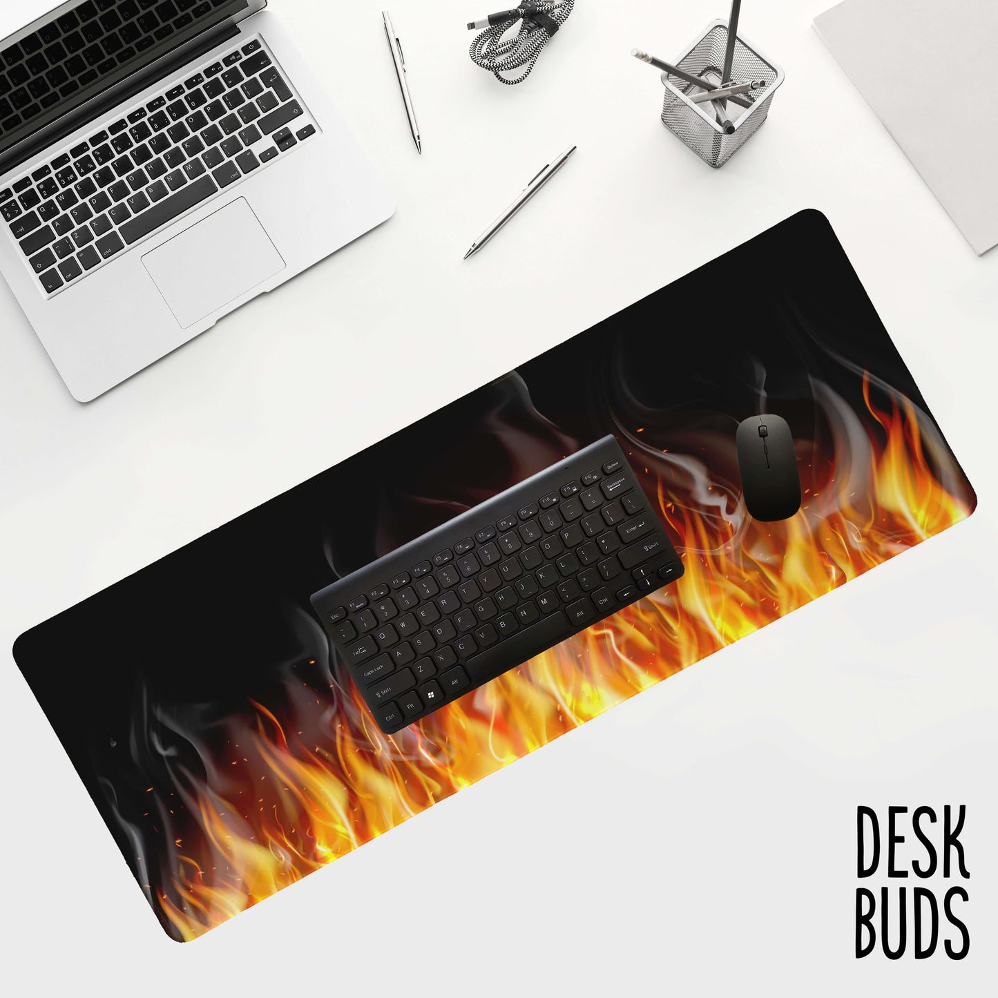 Fire and smoke large gaming desk mat - 80x30cm