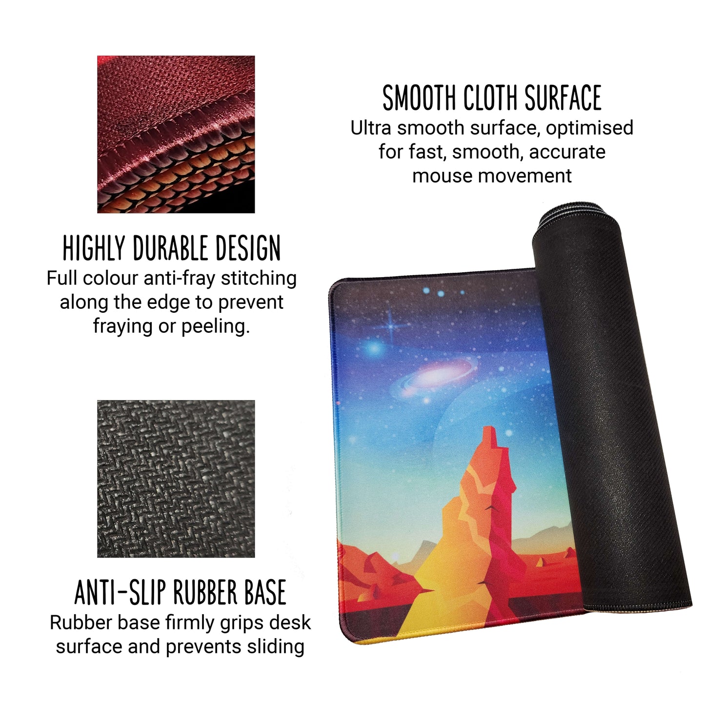 Fire and smoke large gaming desk mat - 80x30cm