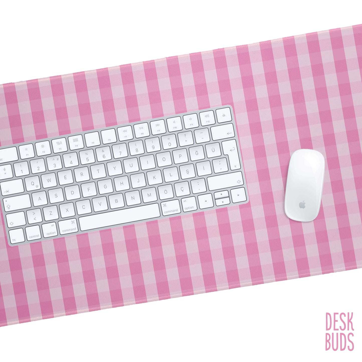 Pink gingham large desk mouse pad - 80x30cm