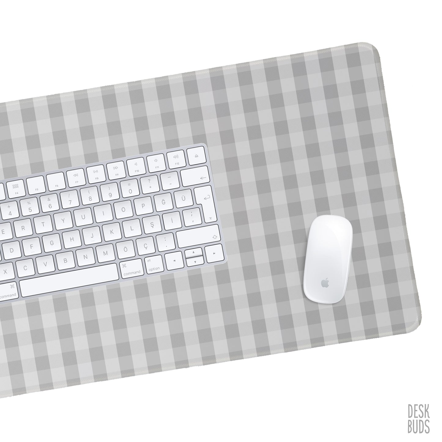 Grey gingham large desk mouse pad - 80x30cm