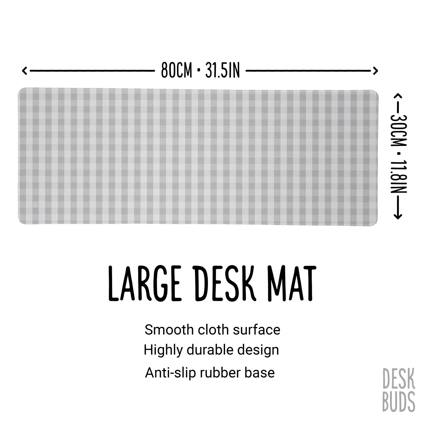 Grey gingham large desk mouse pad - 80x30cm