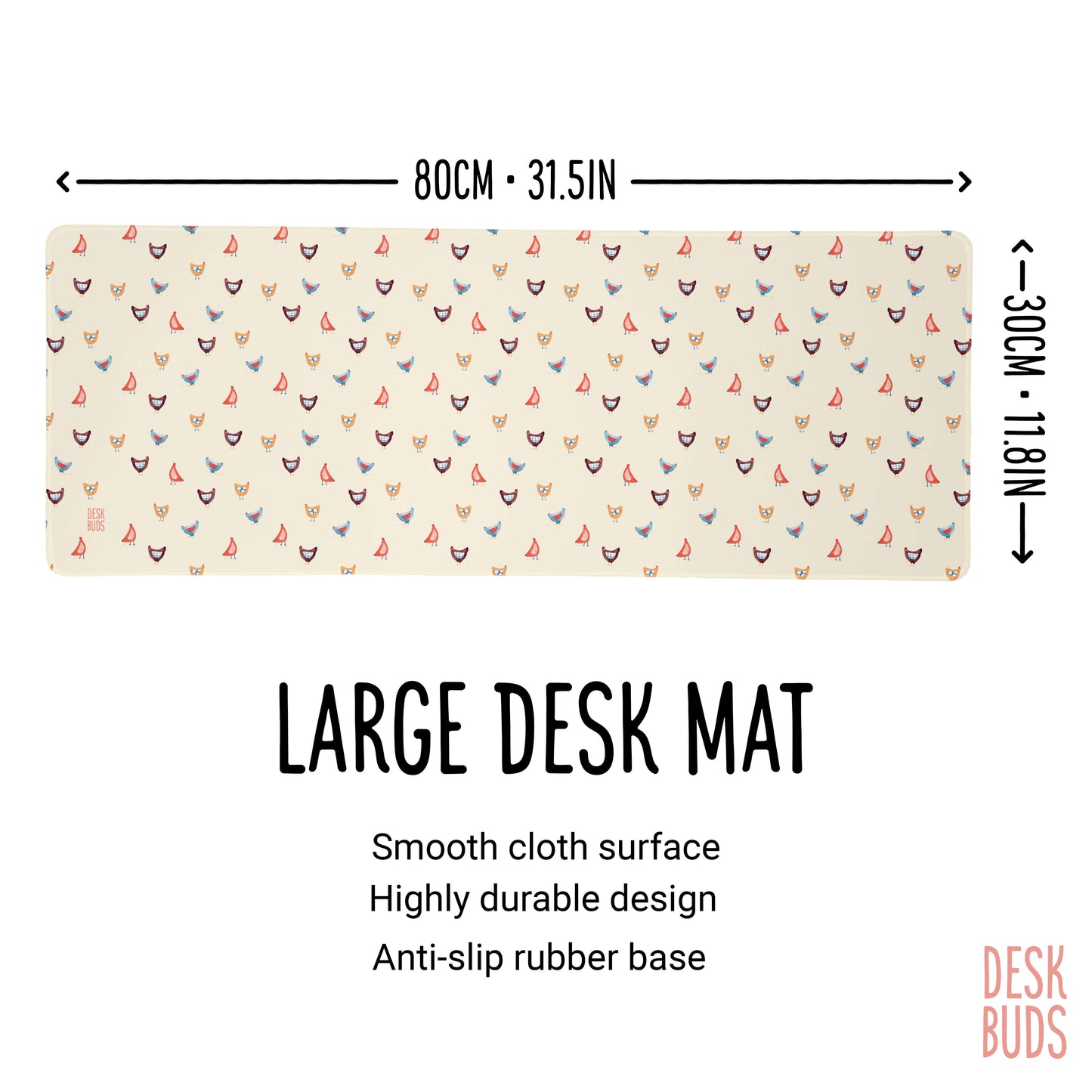 Chic chickens extra large desk mat 80x30cm