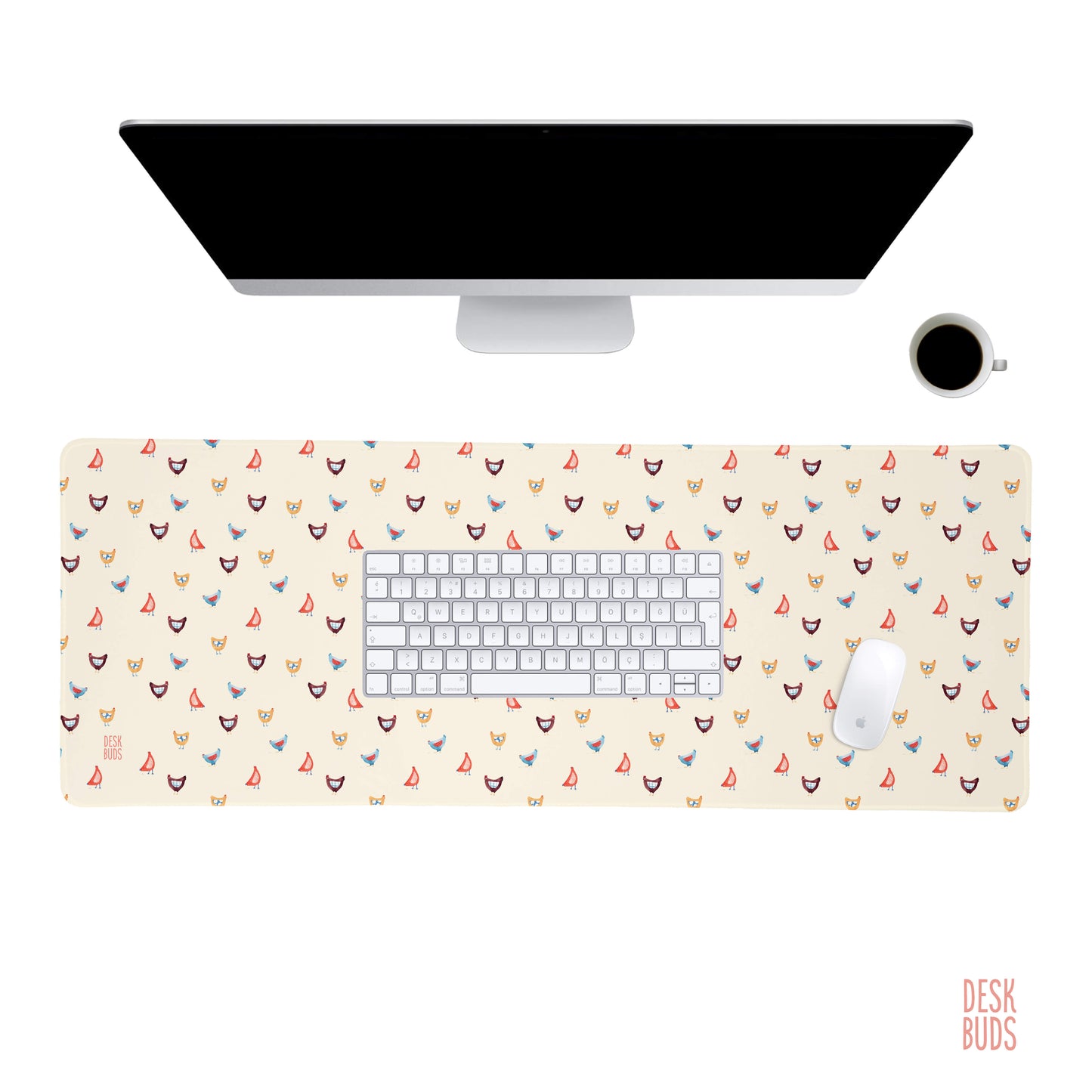 Chic chickens extra large desk mat 80x30cm