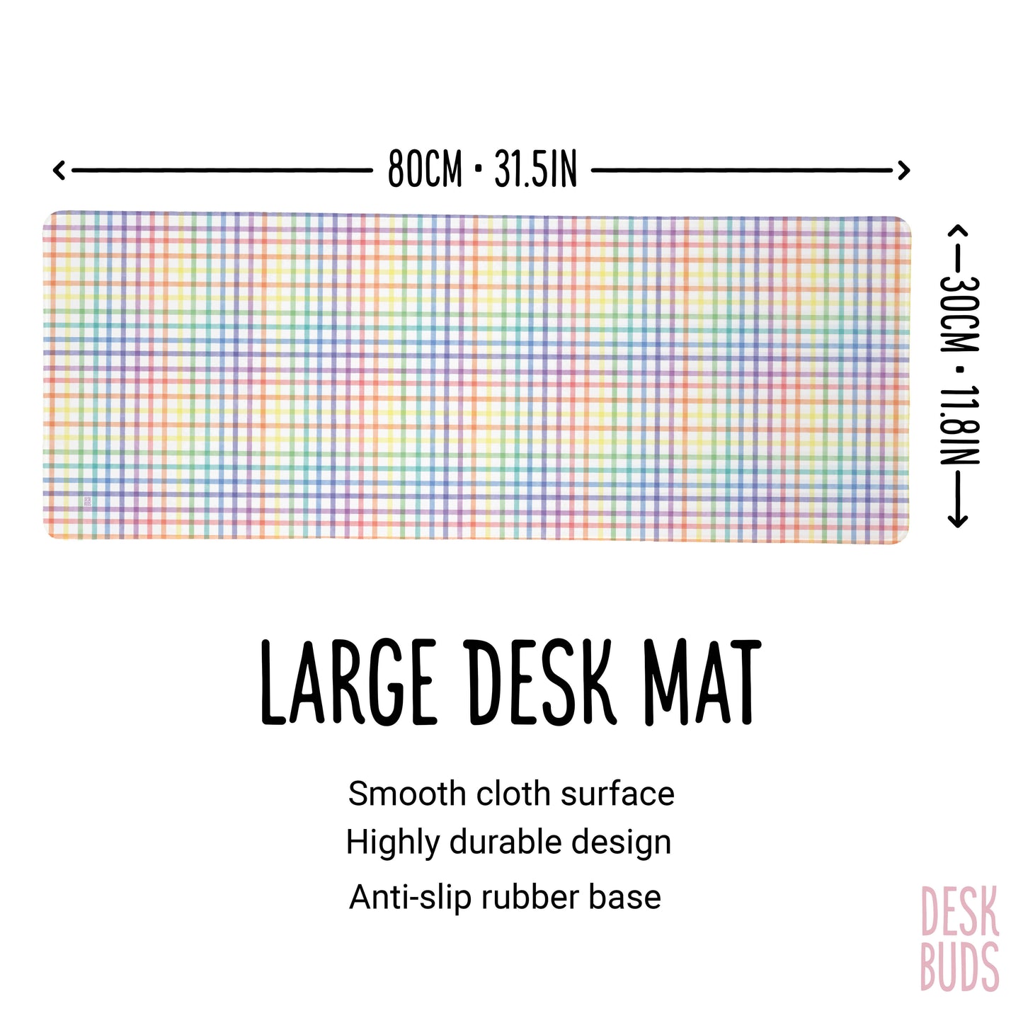 Rainbow check large desk mouse pad - 80x30cm