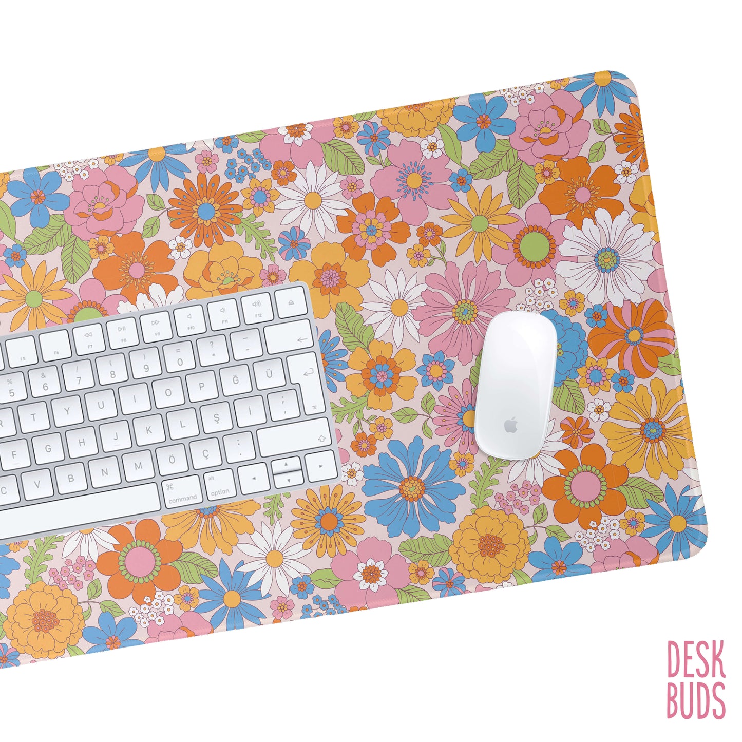 Brighter Retro colouful flower Desk Mat