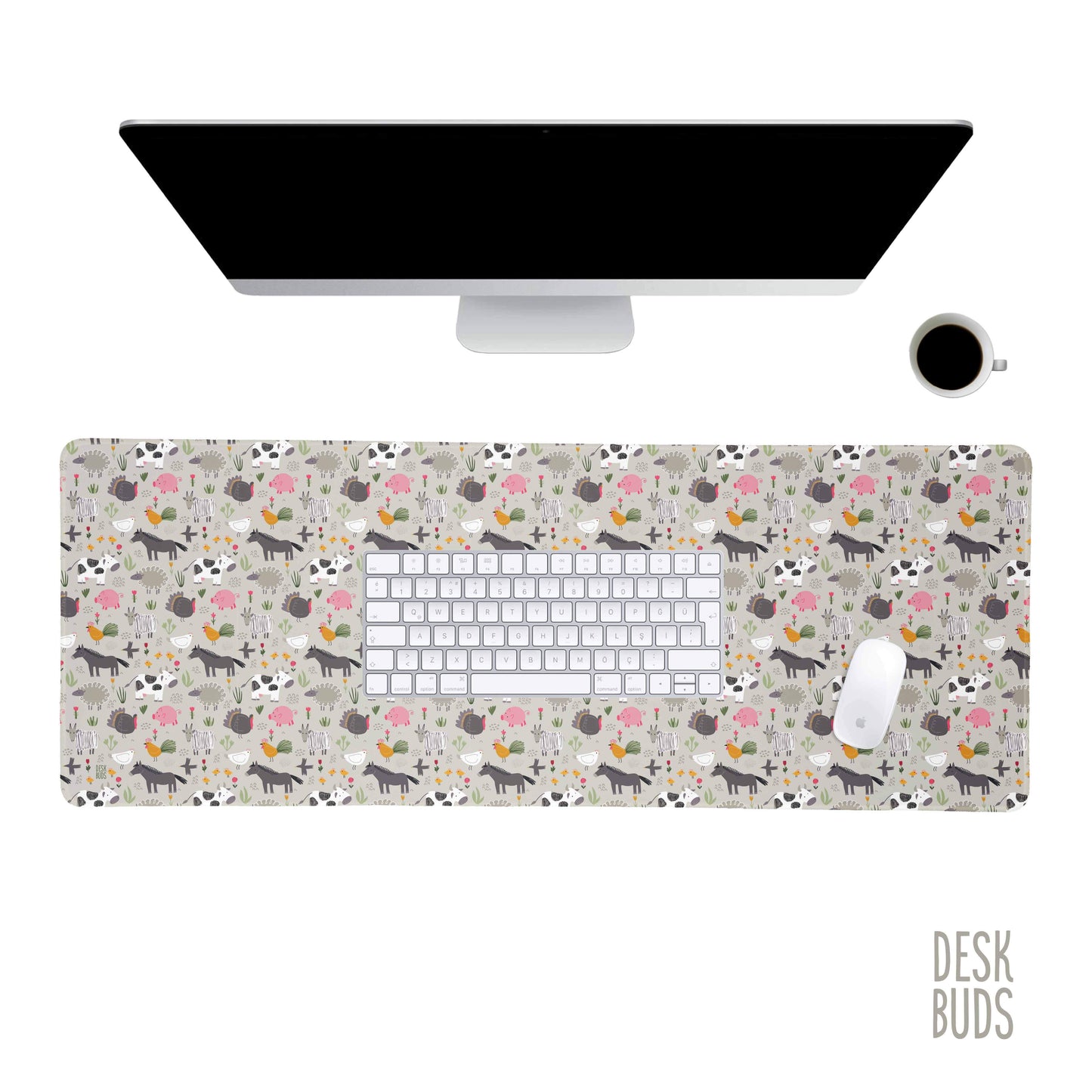Cute Farmyard extra large desk mat 80x30cm