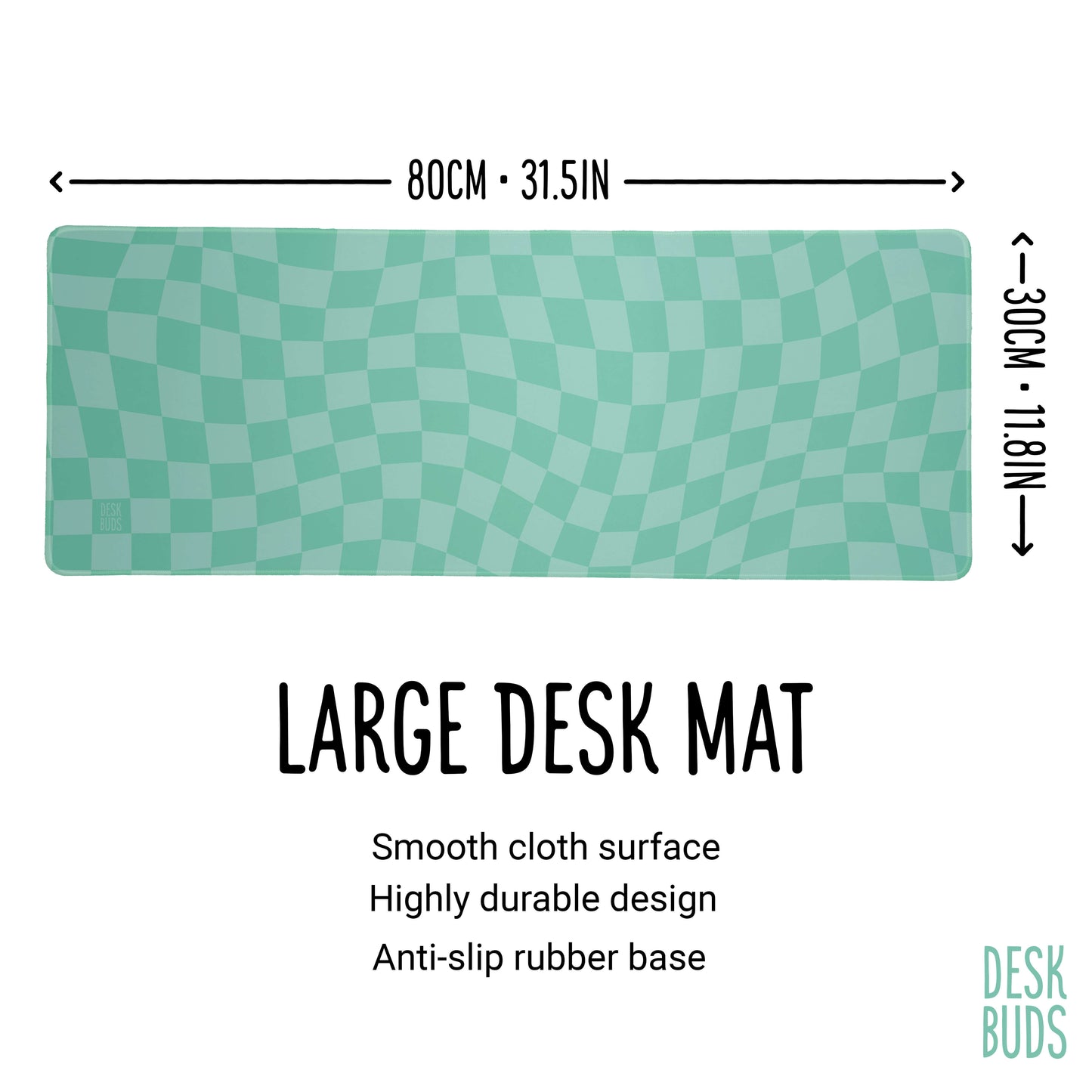Warped checkerboard desk mat - mint green