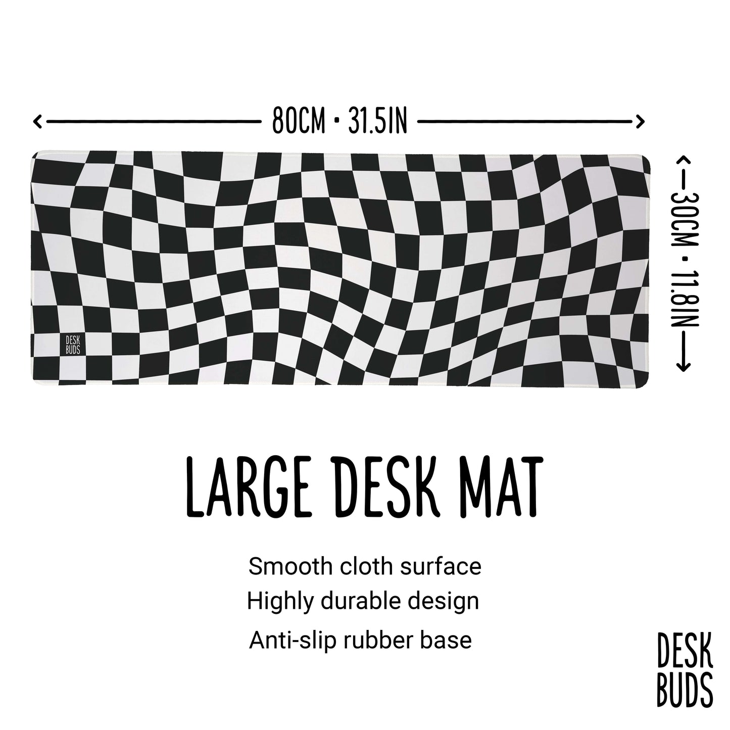 Monochrome warped checkerboard desk mat