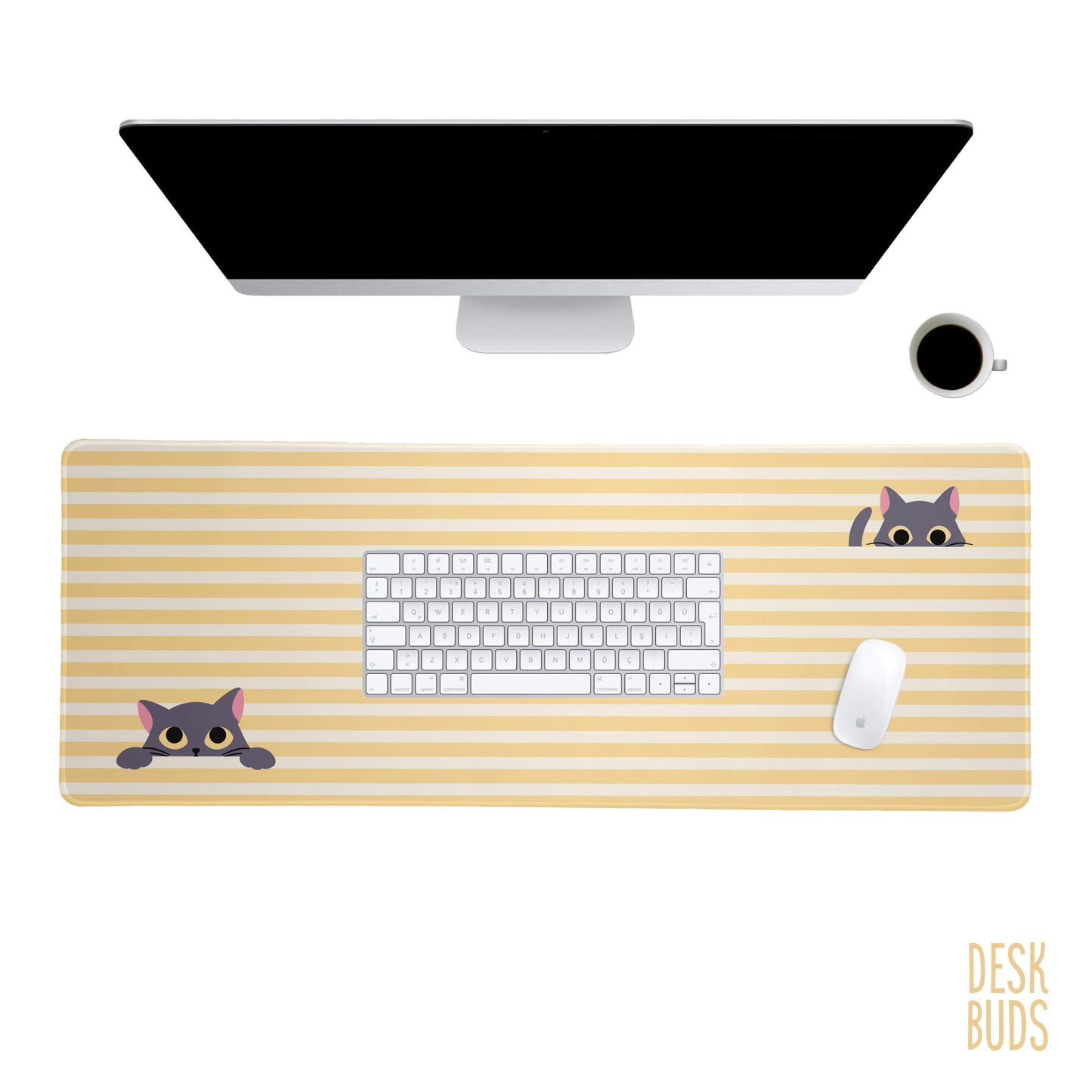 Cat large gamer desk mat