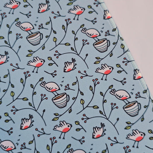 Birdie - birds with tea cups mouse pad - 80x30cm
