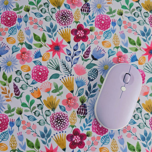 Dulcie on white floral mouse pad - 80x30cm