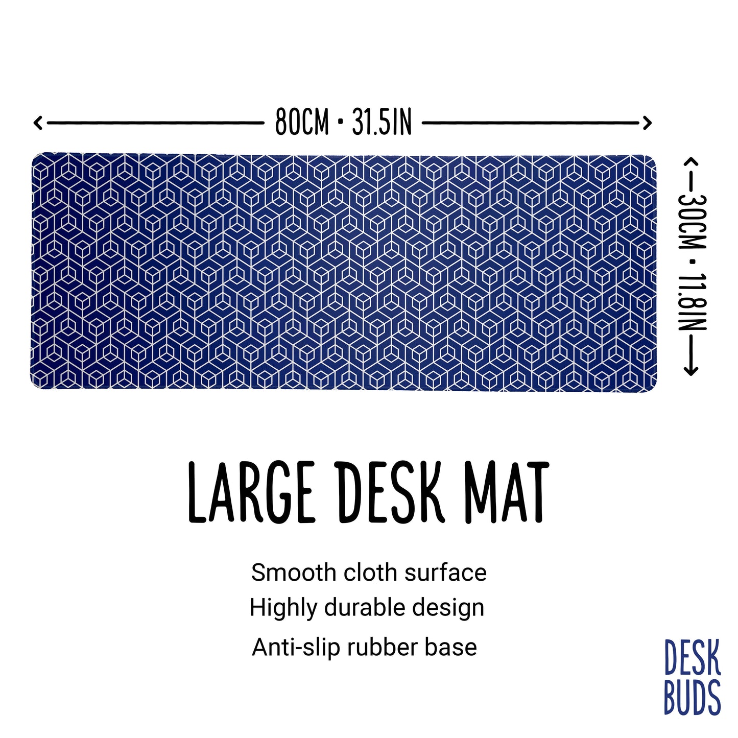 Blue Geometric large gaming desk mat - 80x30cm
