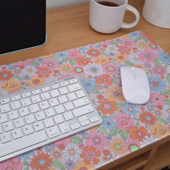 Brighter Retro colouful flower Desk Mat