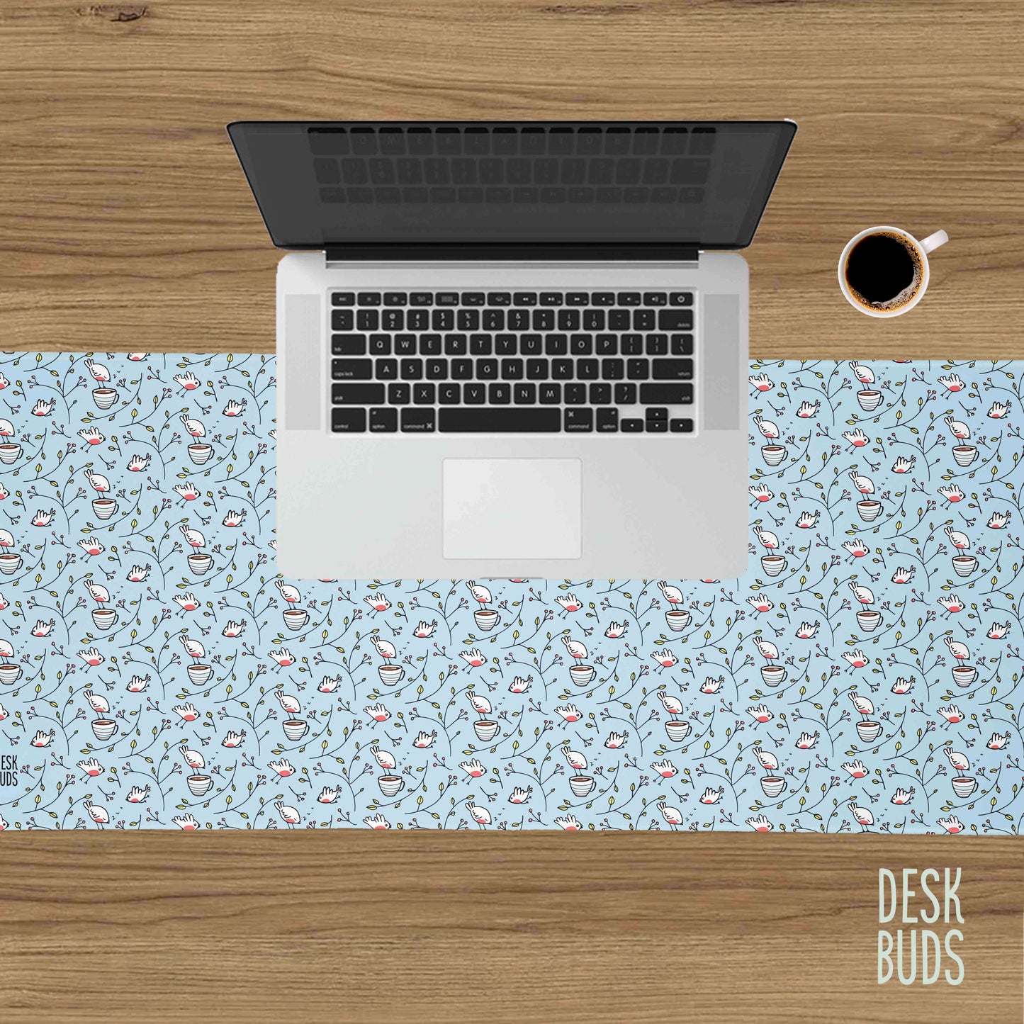 Birdie - birds with tea cups mouse pad - 80x30cm