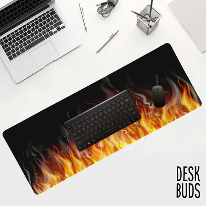 Fire and smoke large gaming desk mat - 80x30cm