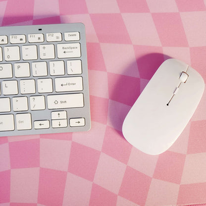 Warped checkerboard desk mat - pink