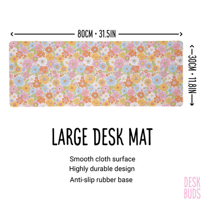 Brighter Retro colouful flower Desk Mat