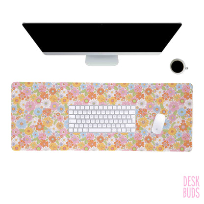 Brighter Retro colouful flower Desk Mat