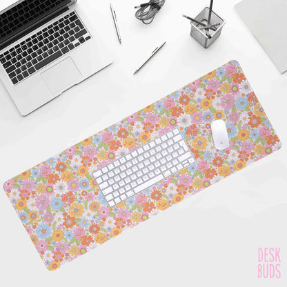 Brighter Retro colouful flower Desk Mat