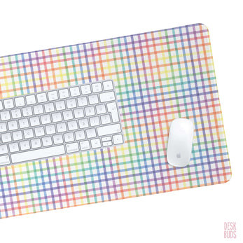 Rainbow check large desk mouse pad - 80x30cm