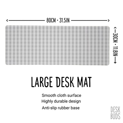 Grey gingham large desk mouse pad - 80x30cm