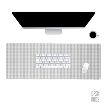 Grey gingham large desk mouse pad - 80x30cm