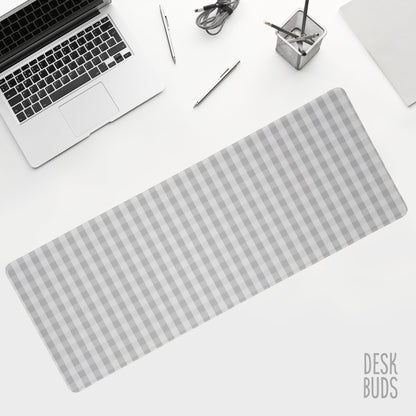 Grey gingham large desk mouse pad - 80x30cm