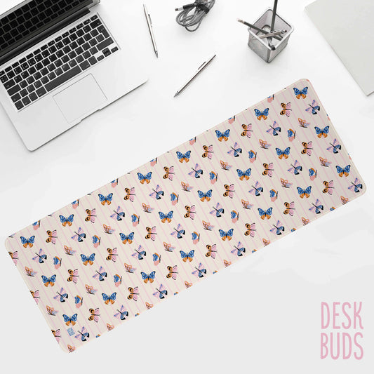 Butterfly Desk Mat in retro style and colours