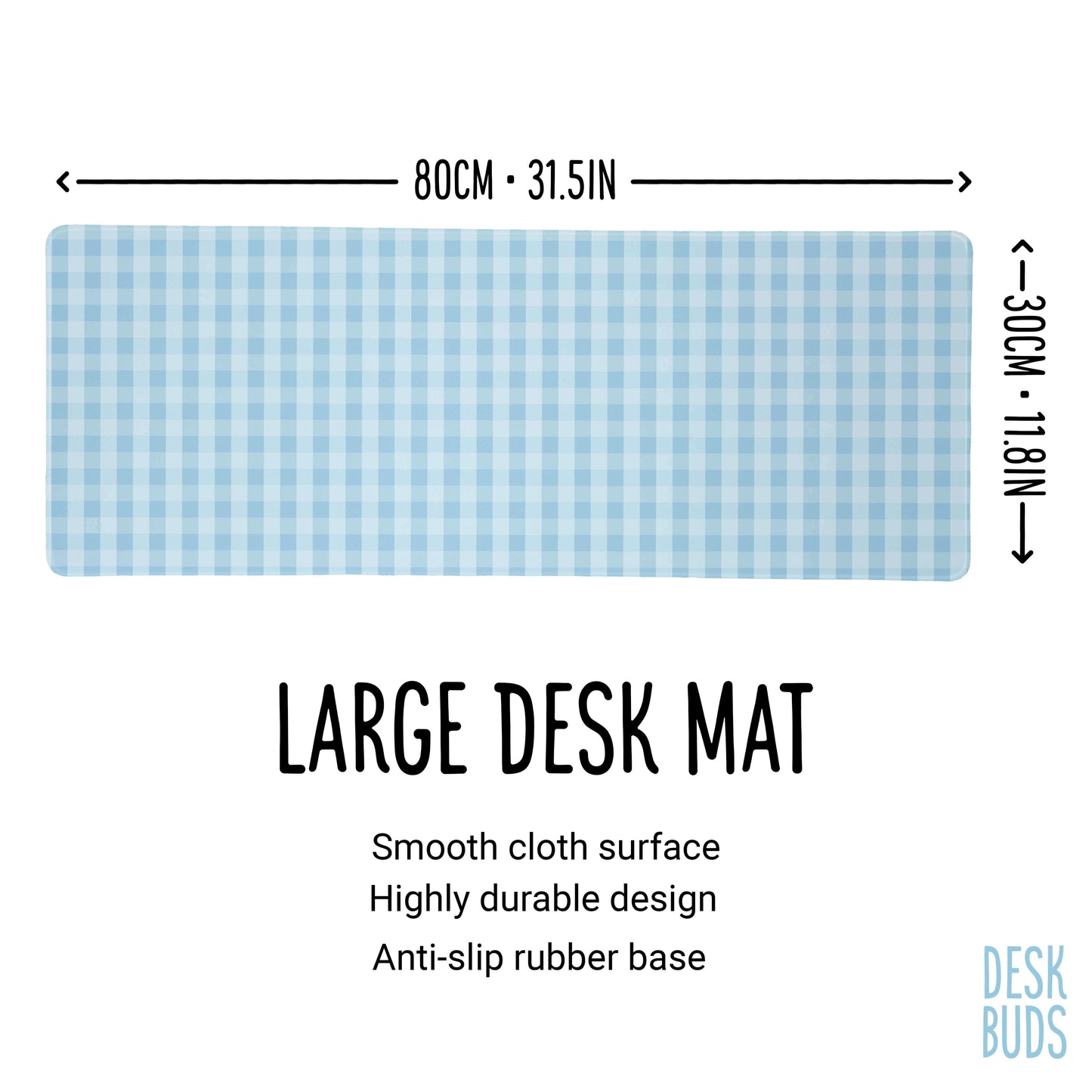 Blue gingham large desk mouse pad - 80x30cm