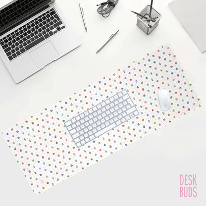 Cute animals in tea cups extra large desk mat