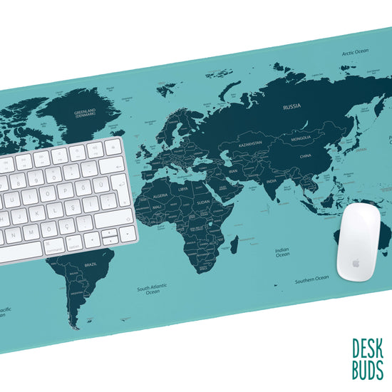 World Map Extra Large Desk Mat 80cm x 30cm – DeskBuds