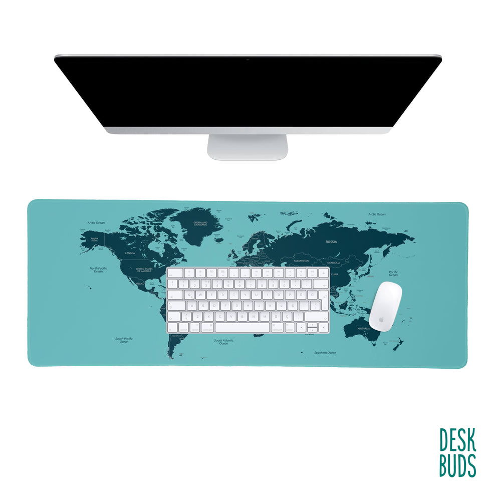 World Map Extra Large Desk Mat 80cm x 30cm – DeskBuds