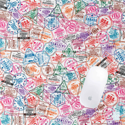 Passport Stamps - extra large mouse pad 80x30cm