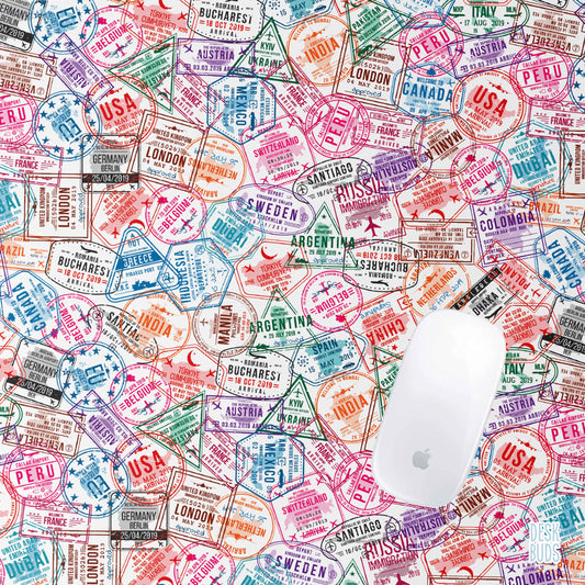 Passport Stamps - extra large mouse pad 80x30cm