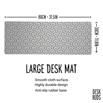 Black and white geometric large gaming desk mat - 80x30cm