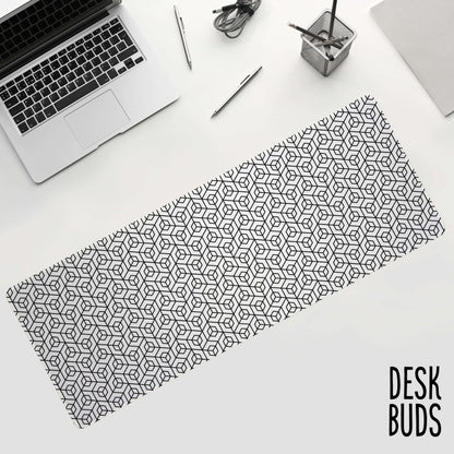 Black and white geometric large gaming desk mat - 80x30cm