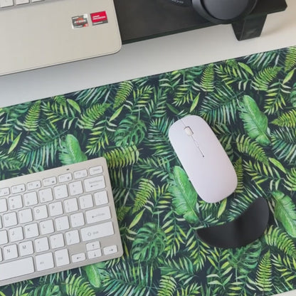 Troppo - bright green tropical leaves - mouse pad 80x30cm